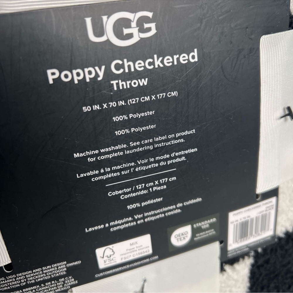 UGG Poppy Checkered Logo Soft Throw Blanket
White/Black - Picture 5 of 5